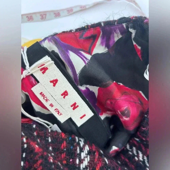 NWT MARNI Speckled Tweed Mini Skirt Black Red White IT 40/US 4 - Picture 5 of 10